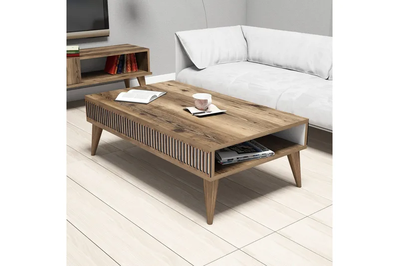 Millay Soffbord 105 cm med Förvaring Hylla - Valnötsbrun - Möbler - Bord & matgrupper - Soffbord