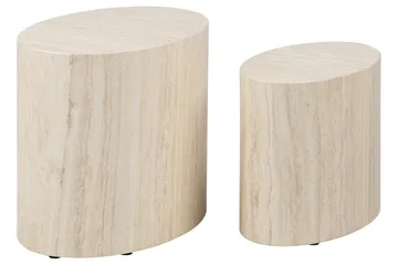 Mirol 33x48 cm Ovalt Soffbord i Sten - Beige - Möbler - Bord & matgrupper - Soffbord