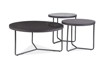 Misovarda Satsbord 80 cm Runt 3 Bord - Glas/Grå/Svart - Möbler - Bord & matgrupper - Soffbord