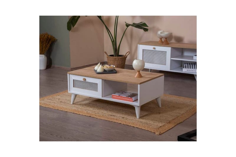 Soffbord Mjudi Vit / Ek - Vit / Ek - Möbler - Bord & matgrupper - Soffbord