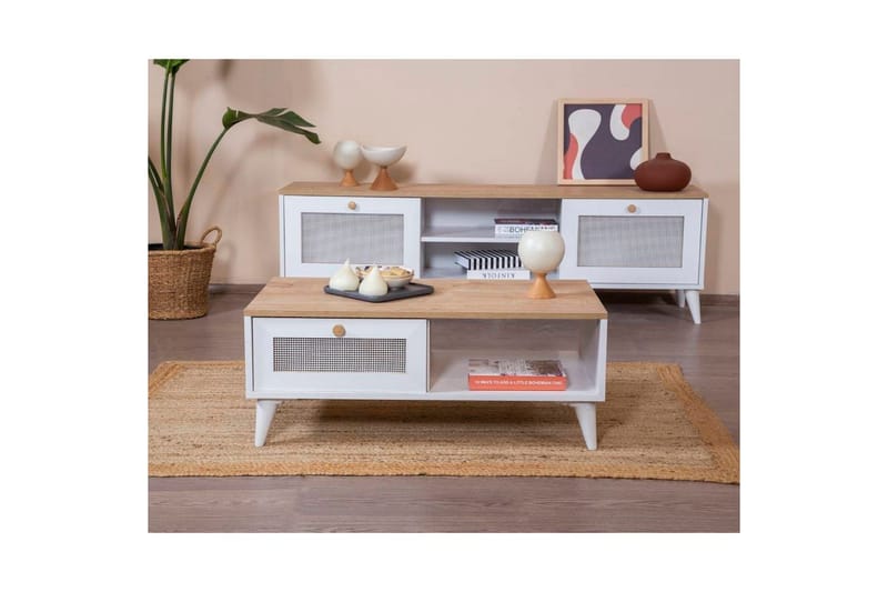 Soffbord Mjudi Vit / Ek - Vit / Ek - Möbler - Bord & matgrupper - Soffbord