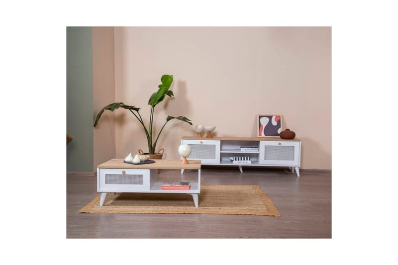 Soffbord Mjudi Vit / Ek - Vit / Ek - Möbler - Bord & matgrupper - Soffbord