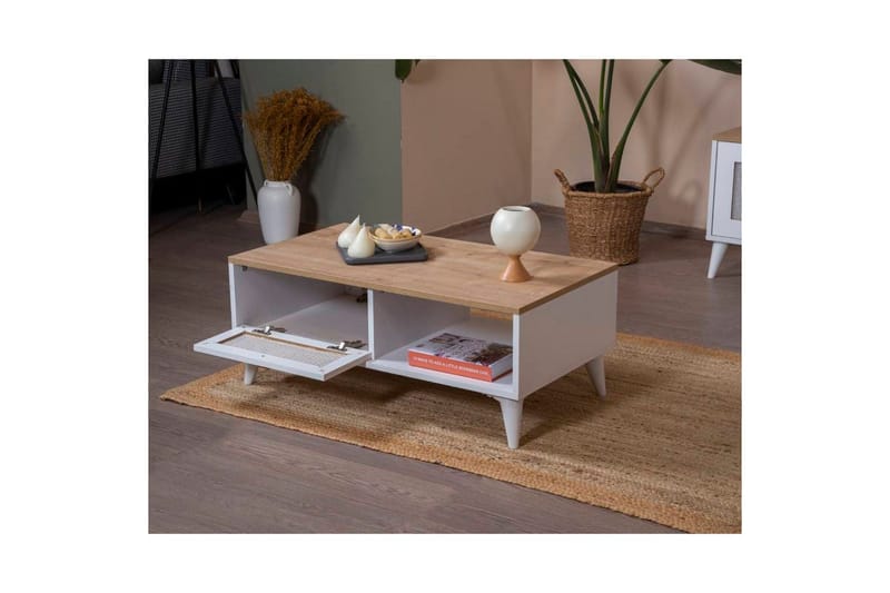 Soffbord Mjudi Vit / Ek - Vit / Ek - Möbler - Bord & matgrupper - Soffbord