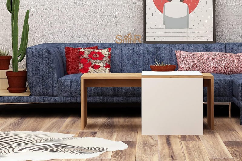 Mod Design Satsbord 90 cm 2 Bord - Trä/Vit - Möbler - Bord & matgrupper - Soffbord