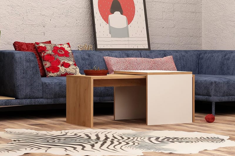 Mod Design Satsbord 90 cm 2 Bord - Trä/Vit - Möbler - Bord & matgrupper - Soffbord