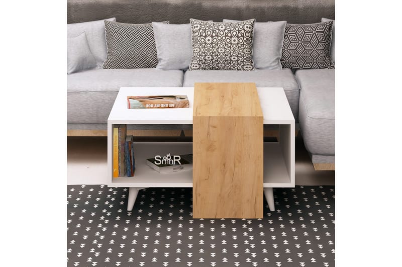 Mod Design Soffbord 80 cm med Förvaring Hylla - Trä/Vit - Möbler - Bord & matgrupper - Soffbord