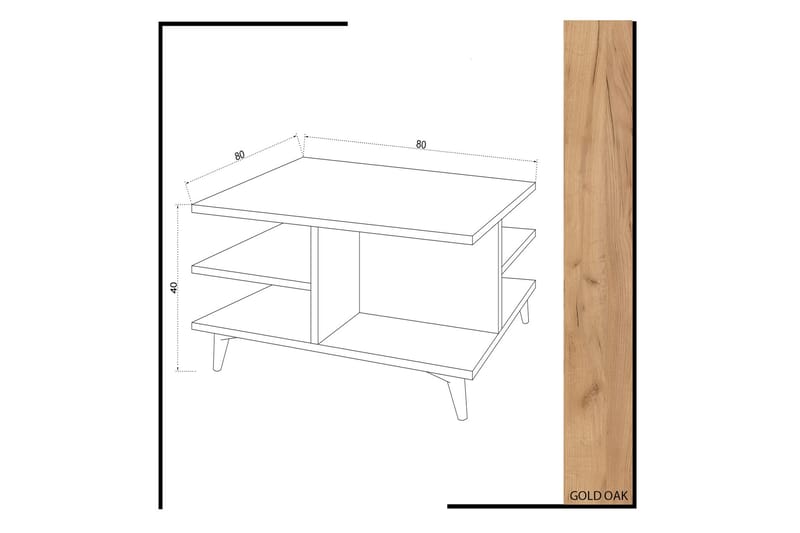 Mod Design Soffbord 80 cm med Förvaring Hyllor - Trä/Vit - Möbler - Bord & matgrupper - Soffbord