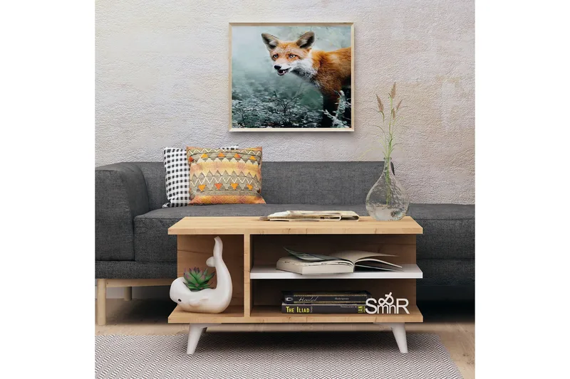 Mod Design Soffbord 80 cm med Förvaring Hyllor - Trä/Vit - Möbler - Bord & matgrupper - Soffbord