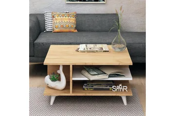 Mod Design Soffbord 80 cm med Förvaring Hyllor - Trä/Vit - Möbler - Bord & matgrupper - Soffbord