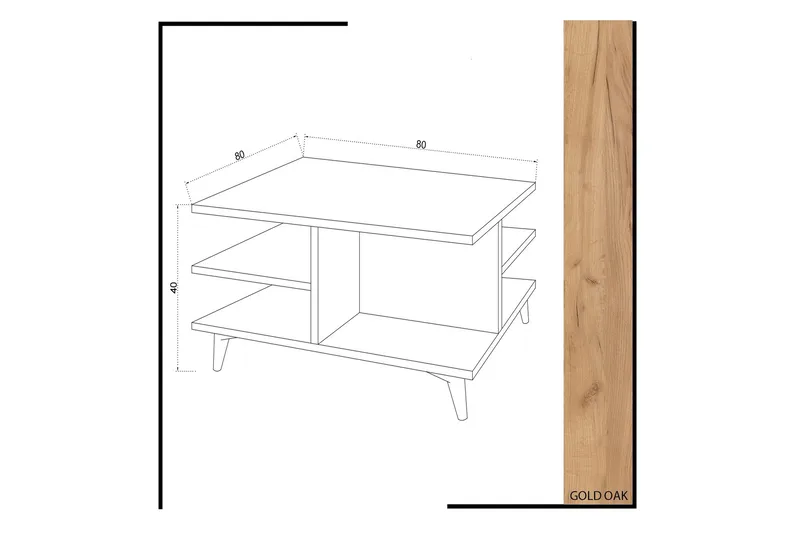 Mod Design Soffbord 80 cm med Förvaring Hyllor - Trä/Vit - Möbler - Bord & matgrupper - Soffbord
