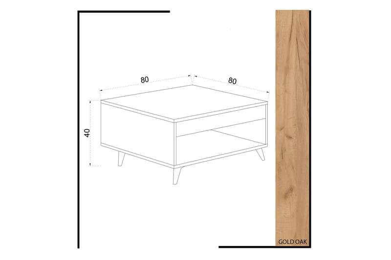 Mod Design Soffbord 80 cm med Förvaring Låda + Hylla - Trä/Vit - Soffbord