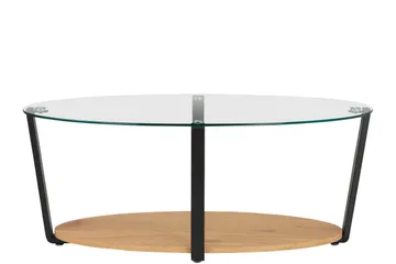 Mohaklo 110x60 cm Ovalt Soffbord med Förvaring i Glas med Metallben - Klar - Möbler - Bord & matgrupper - Soffbord