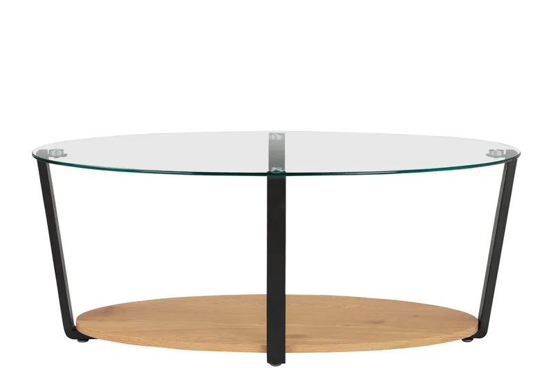 Mohaklo 110x60 cm Ovalt Soffbord med Förvaring i Glas med Metallben - Klar - Möbler - Bord & matgrupper - Soffbord