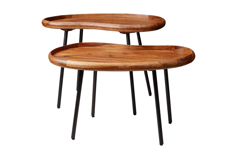 Mondry Soffbord 79 cm Njurformat, Massivt Trä/Svart