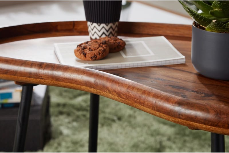 Mondry Soffbord 79 cm Njurformat - Massivt Trä/Svart - Möbler - Bord & matgrupper - Soffbord