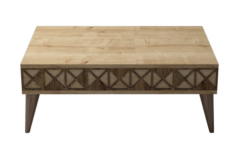 Muennink Soffbord 90 cm med Förvaring Hylla - Ekfärg - Soffbord