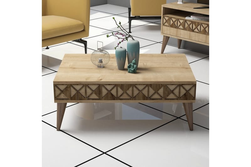Muennink Soffbord 90 cm med Förvaring Hylla - Ekfärg - Möbler - Bord & matgrupper - Soffbord