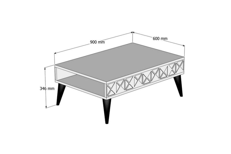 Muennink Soffbord 90 cm med Förvaring Hylla - Krämvit/Brun - Soffbord