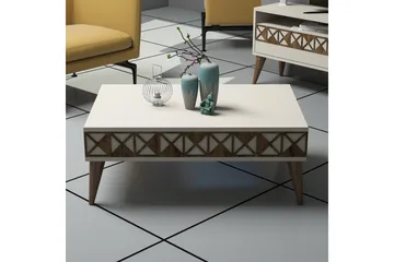 Muennink Soffbord 90 cm med Förvaring Hylla - Krämvit/Brun - Möbler - Bord & matgrupper - Soffbord