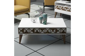 Muennink Soffbord 90 cm med Förvaring Hylla - Vit/Brun - Möbler - Bord & matgrupper - Soffbord
