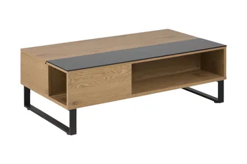 Muriel Förlängingsbart Soffbord 110 cm med Förvaring Hylla - Glas/Ekfärg/Svart - Möbler - Bord & matgrupper - Soffbord