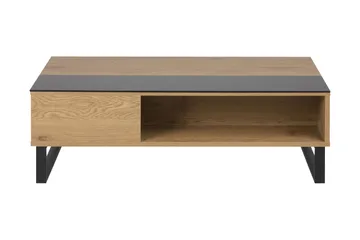 Muriel Förlängingsbart Soffbord 110 cm med Förvaring Hylla - Glas/Ekfärg/Svart - Möbler - Bord & matgrupper - Soffbord