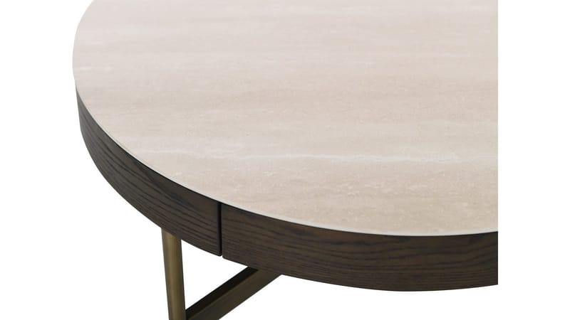 Soffbord Myrdal 90 cm - Travertintopp med bronsfärgade metallben - Möbler - Bord & matgrupper - Soffbord