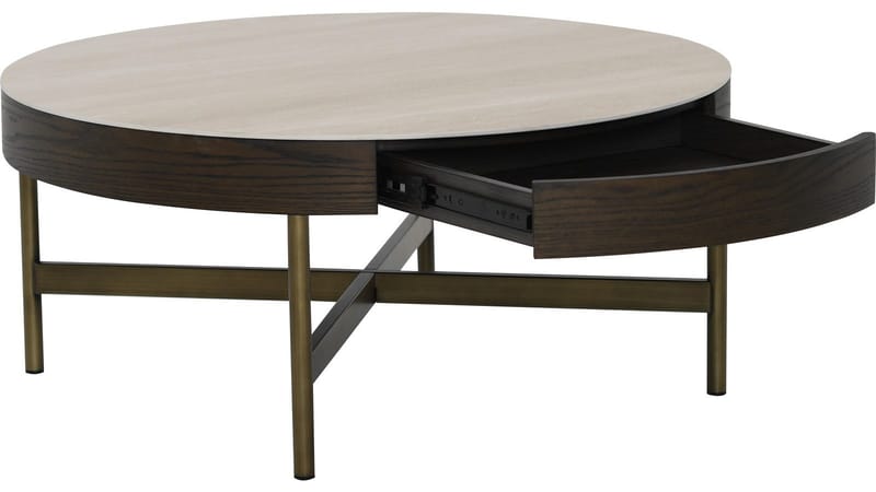 Soffbord Myrdal 90 cm - Travertintopp med bronsfärgade metallben - Möbler - Bord & matgrupper - Soffbord