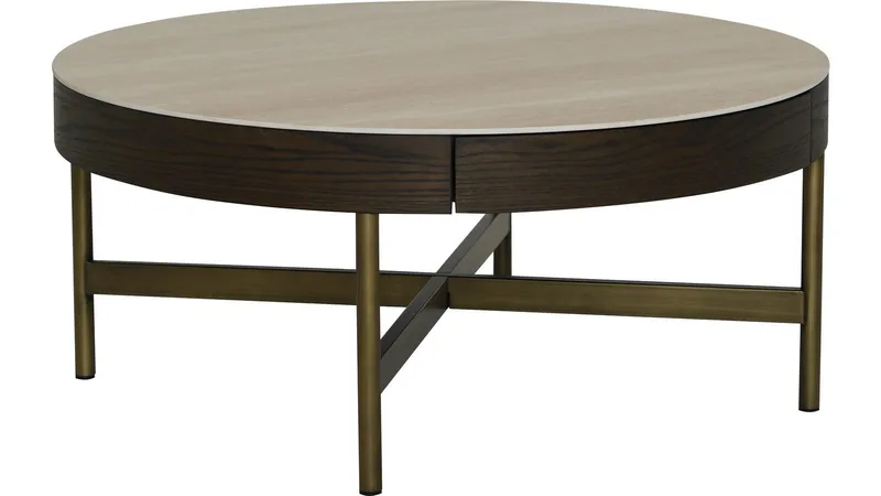 Soffbord Myrdal 90 cm - Travertintopp med bronsfärgade metallben - Möbler - Bord & matgrupper - Soffbord