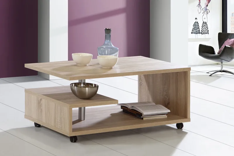 Nabinger Soffbord 105 cm med Förvaring Hyllor på Hjul - Brun - Möbler - Bord & matgrupper - Soffbord