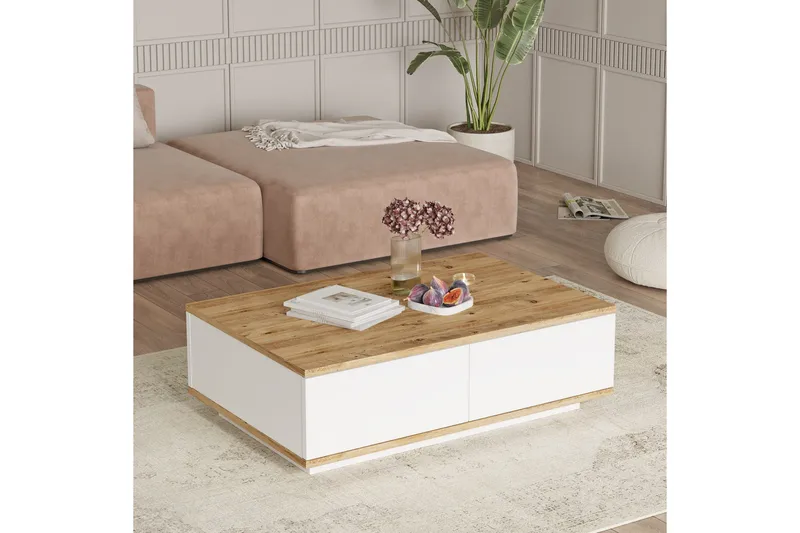 Najar Soffbord 90 cm, Brun/Vit