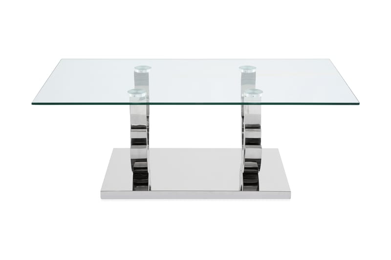 Natear Soffbord 130 cm - Rostfritt Stål/Glas - Soffbord