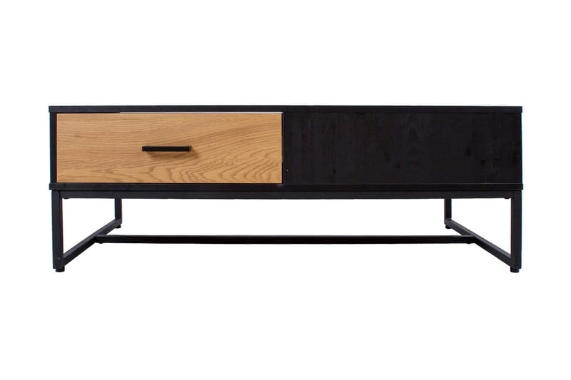 Nauerna Soffbord 110 cm med Förvaring 2 Lådor - Ekfärg/Svart - Soffbord