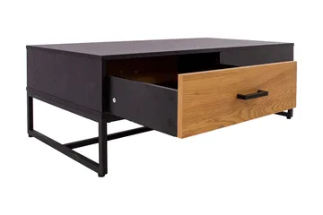 Nauerna Soffbord 110 cm med Förvaring 2 Lådor - Ekfärg/Svart - Möbler - Bord & matgrupper - Soffbord