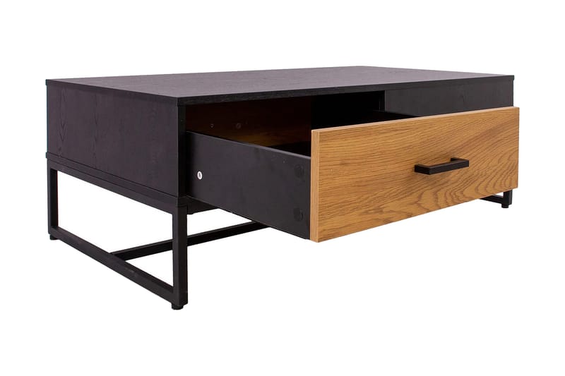 Nauerna Soffbord 110 cm med Förvaring 2 Lådor - Ekfärg/Svart - Möbler - Bord & matgrupper - Soffbord