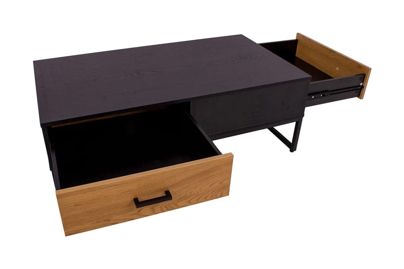 Nauerna Soffbord 110 cm med Förvaring 2 Lådor - Ekfärg/Svart - Möbler - Bord & matgrupper - Soffbord