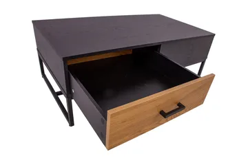 Nauerna Soffbord 110 cm med Förvaring 2 Lådor - Ekfärg/Svart - Möbler - Bord & matgrupper - Soffbord