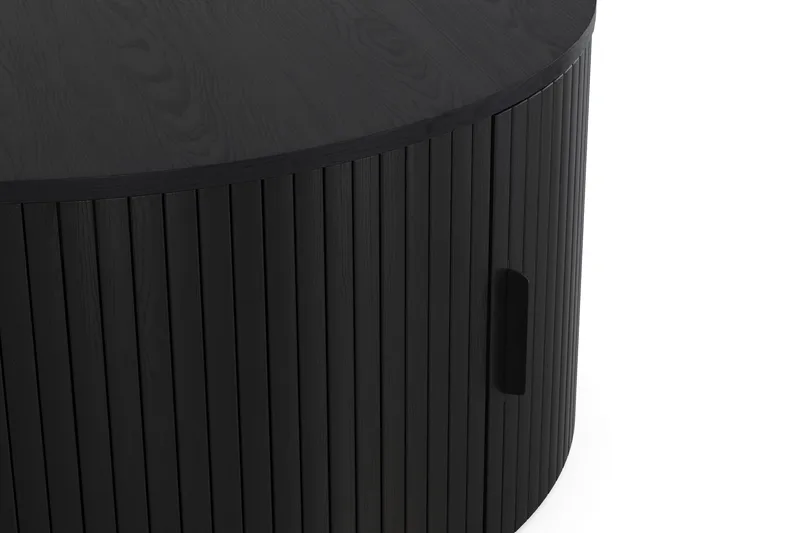 Noira Runt Soffbord 80 cm med Förvaring Ribbad - Svartlaserad ek - Möbler - Bord & matgrupper - Soffbord