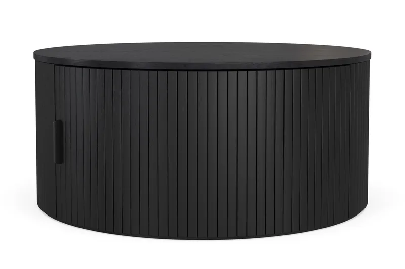 Noira Runt Soffbord 80 cm med Förvaring Ribbad - Svartlaserad ek - Möbler - Bord & matgrupper - Soffbord