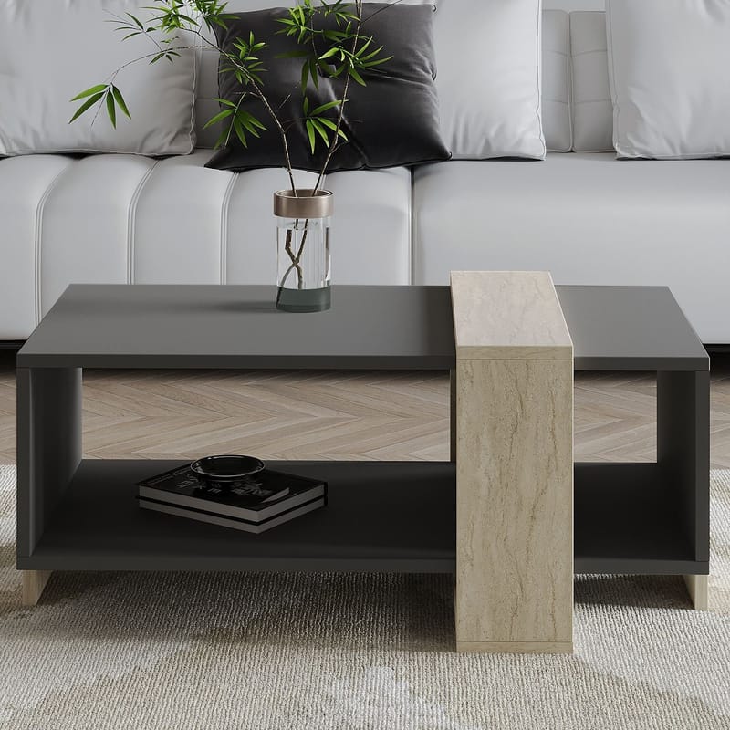 Norell Soffbord 90x40x49 cm - Travertine och Anthracite - Möbler - Bord & matgrupper - Soffbord