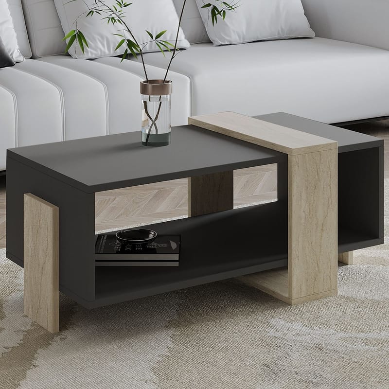 Norell Soffbord 90x40x49 cm - Travertine/Anthracite - Möbler - Bord & matgrupper - Soffbord