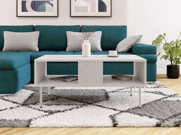 Norrs 100 cm Rektangulärt Soffbord med Förvaring i Trä - Beige - Möbler - Bord & matgrupper - Soffbord