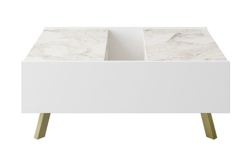 Ocotla Soffbord 90 cm med Förvaring Marmormönster - Vit/Mörkbrun - Möbler - Bord & matgrupper - Soffbord