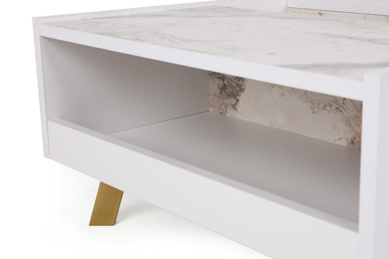 Ocotla Soffbord 90 cm med Förvaring Marmormönster - Vit/Mörkbrun - Möbler - Bord & matgrupper - Soffbord