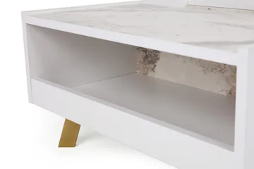 Ocotla Soffbord 90 cm med Förvaring Marmormönster - Vit/Mörkbrun - Möbler - Bord & matgrupper - Soffbord