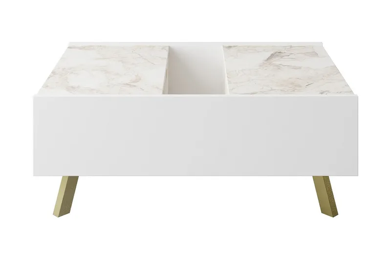 Ocotla Soffbord 90 cm med Förvaring Marmormönster - Vit/Mörkbrun - Möbler - Bord & matgrupper - Soffbord