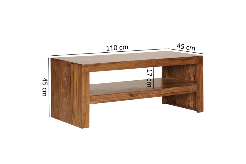 Onks Soffbord 110 cm med Förvaring Hylla - Massivt Trä - Soffbord