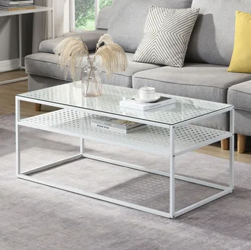 Orvanel Soffbord 100 cm - Transparent och matt vit - Möbler - Bord & matgrupper - Soffbord - Soffbord med förvaring