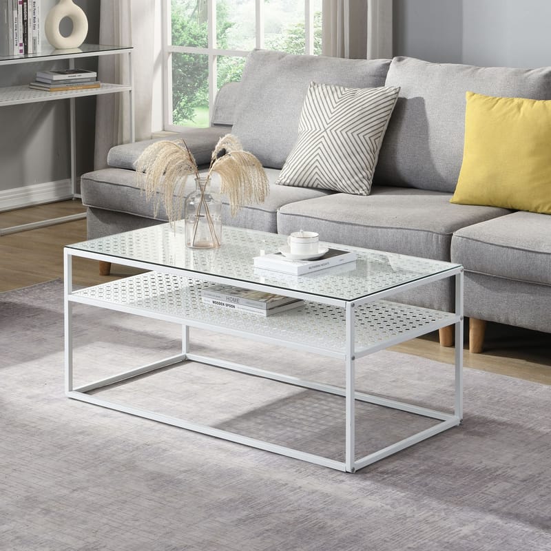 Orvanel Soffbord 100 cm - Transparent och matt vit - Möbler - Bord & matgrupper - Soffbord - Soffbord med förvaring