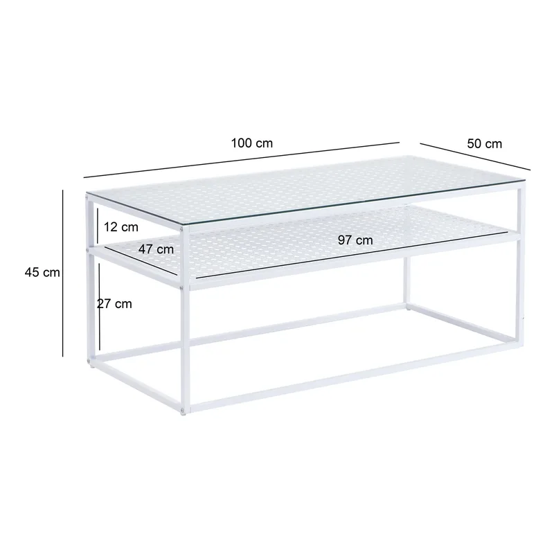 Orvanel Soffbord 100 cm - Transparent och matt vit - Möbler - Bord & matgrupper - Soffbord - Soffbord med förvaring